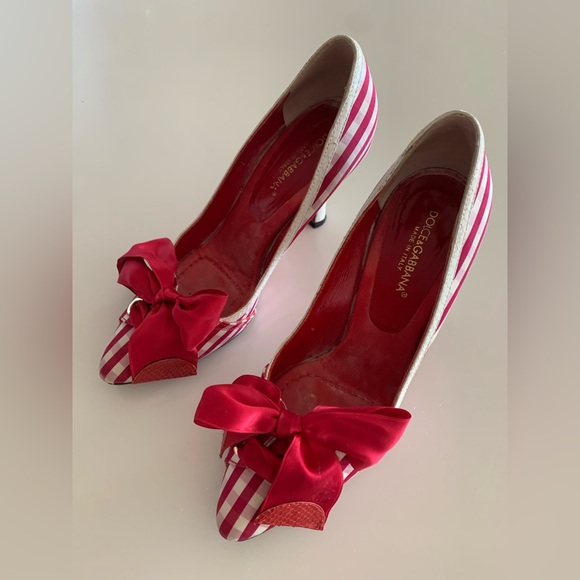 DOLCE & GABBANA Shoes Red Checkered with Bow size 37 - Picture 3 of 14